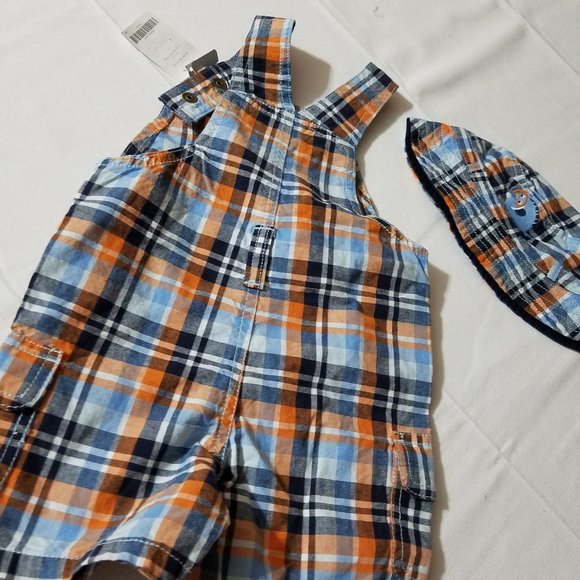 Gymboree Swim School 3-6 or 6-12 month NWT hat with chin strap & overalls Outfit - Picture 4 of 4